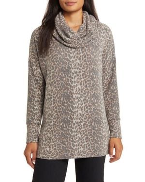 Loveappella Cowl Neck Tunic - Brown