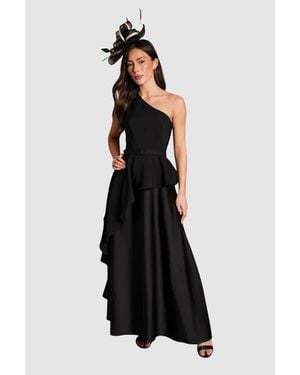 Coast One Shoulder Satin Maxi Dress - Black