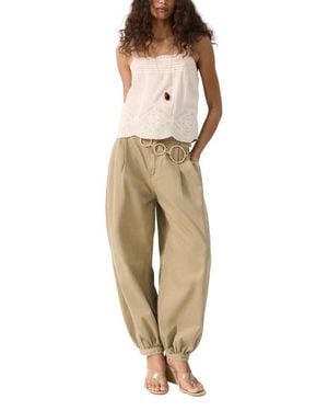 Mango Pleated Embroidered Camisole - Natural