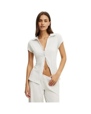 Cotton On Dreamy Soft Button Up Fitted Polo - White