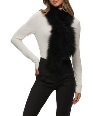 Gorski Genuine Shearling Knit Pull-Through Scarf - Black