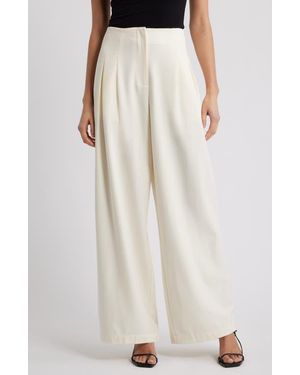 Wayf Mischa Clean Waist Pleated Wide Leg Pants - White