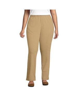 Lands' End Plus Size Sport Knit High Rise Pants - Natural