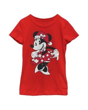 Mickey & Friends Girl's Winter Hat Minnie Graphic T-Shirt - Red