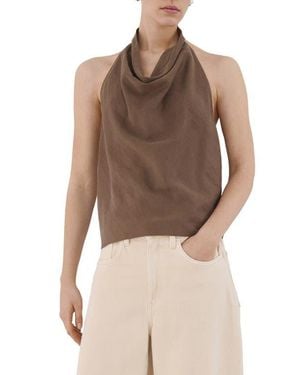 Mango Cowl Halter Neck Top - Brown