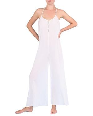 EVERYDAY RITUAL Kaitlyn Wide Leg Sleep Jumpsuit - White