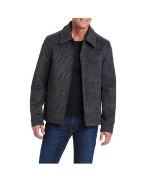 Vince Camuto Plaid Flannel Zip Jacket - Black