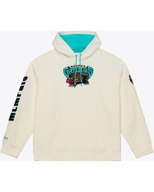 Mitchell & Ness Memphis Grizzlies Hardwood Classics Chainstitch Premium Fleece Hoodie - White