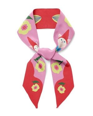 Centinelle Cat Garden Gnome Twilly Ribbon Scarf - Red