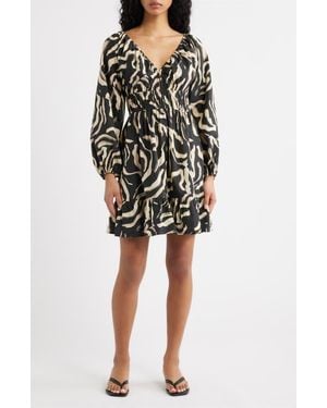 Rails Krina Long Sleeve Brushstroke Print Dress - Black