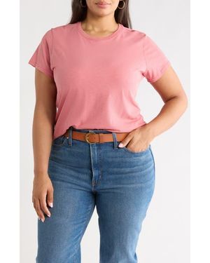 Nordstrom Crewneck Slub Pima Cotton T-Shirt - Pink
