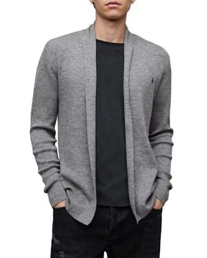 AllSaints Mode Slim Fit Merino Wool Cardigan - Gray