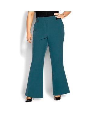 City Chic Vienna High Waist Flare Pants - Blue