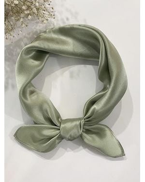 SILKSILKY Pure Silk Solid Color Square Scarf - Green