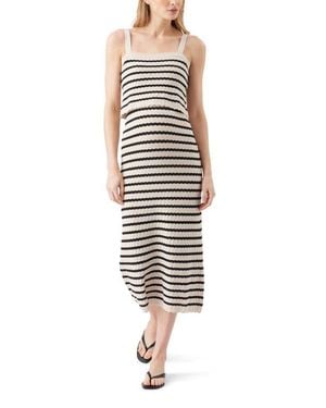 Ripe Maternity Pointelle Stripe Knit Maternity And Nursing Midi Dress - Black