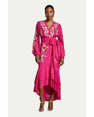 Coast Embellished High Low Maxi Dress - Pink