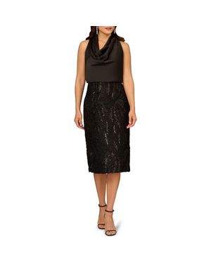 Aidan Mattox 3D Embroidered Sleeveless Cocktail Dress - Black