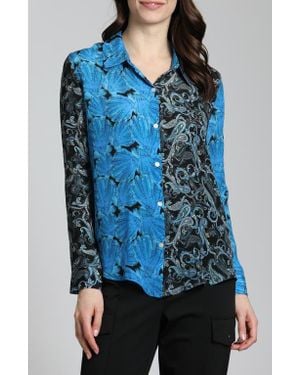 Apny Mix Print Button Up Shirt - Blue