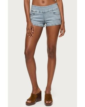 Edikted Zaida Stretch Denim Micro Shorts - Blue