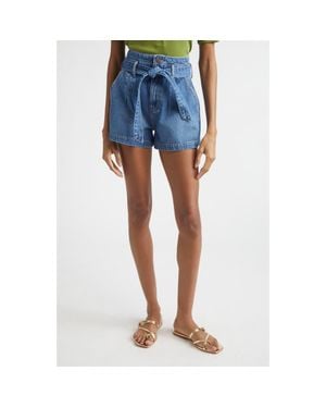 Veronica Beard Jaylen Tie Waist Denim Shorts - Blue