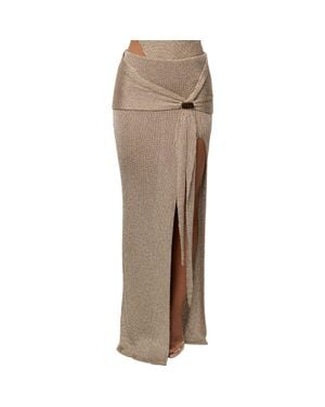 JLUXLABEL Hazel Metallic Knit Maxi Skirt - Natural