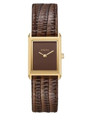 Breda Small Leather Strap Two-Tone Tank Watch, 20Mm X 26Mm - Metallic