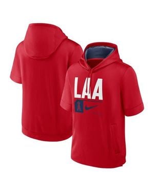 Nike Los Angeles Angels Tri Code Lockup Short Sleeve Pullover Hoodie - Red