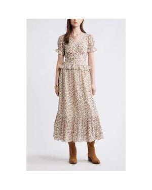 Treasure & Bond Cutwork Peplum Maxi Dress - Natural