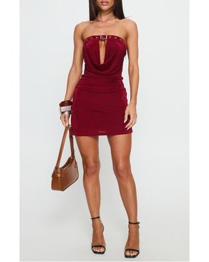 Princess Polly Dream About Me Buckle Strapless Minidress - Red