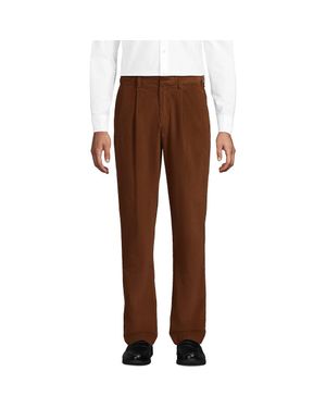 Lands' End Corduroy Comfort Waist Classic Fit Pleated Front Pant - Brown