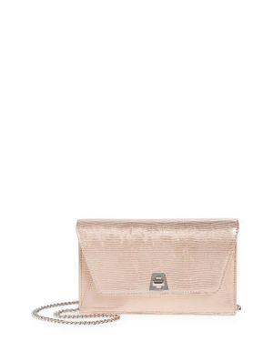 Akris Anouk Lizard Embossed Wallet On A Chain - Pink