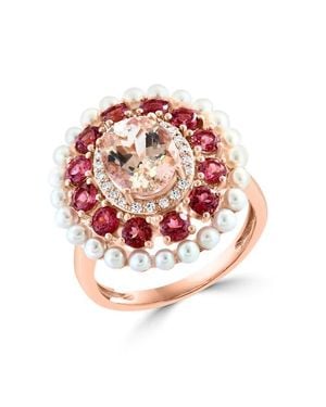 Effy 14K Rose Diamond & Fresh Water Pearl Gemstone Cocktail Ring - Red