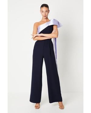 Coast Bow One Shoulder Wide Leg Jumpsuit - Blue