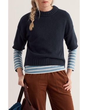 Seasalt Cornwall Fistral Short Sleeve Sweater - Blue
