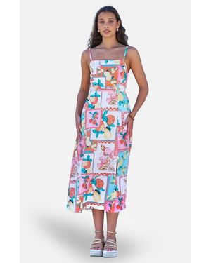 Yumi' Printed Midi Sun Dress - White