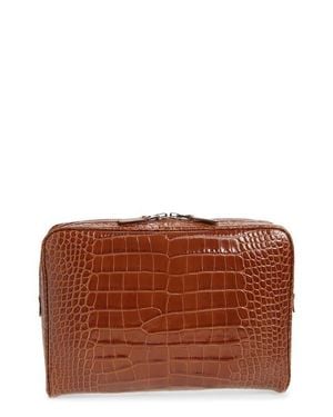 Tom Ford Croc Embossed Leather Laptop Case - Brown