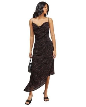 Warehouse Spot Devore Cowl Neck Maxi Dress - Black
