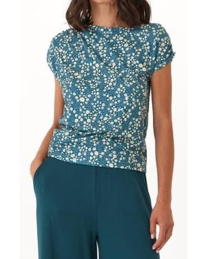 Threads For Thought Leoni Floral Boatneck Knit Top - Blue
