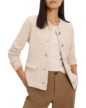 NIC+ZOE Cotton Blend Tweed Knit Jacket - Natural