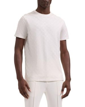 Bugatchi Crewneck Jacquard Checkerboard T-Shirt - White