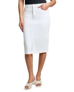 Jones New York Front Slit Denim Skirt - White