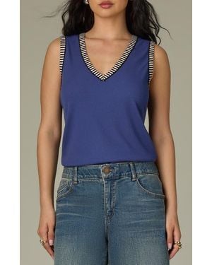 Wit & Wisdom Contrast Binding Rib Tank - Blue