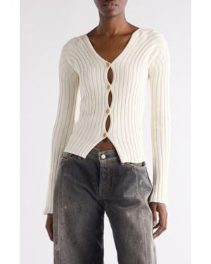 Acne Studios Kluid Cotton Rib Cardigan - White