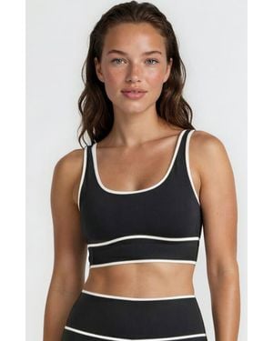 Calypsa Long Line Swim Bra Two-Toned Collection - Black