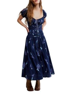Free People Complete Me Cotton Midi Dress - Blue