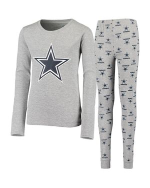 Dallas Cowboys Youth Heathered Long Sleeve T-Shirt & Pants Sleep Set - Gray