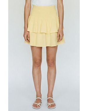 Vero Moda Natali Tiered Smocked Waist Miniskirt - Yellow