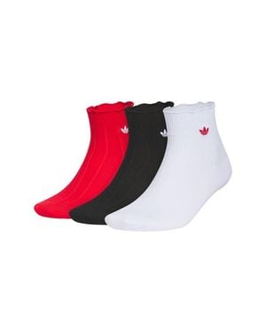adidas Gender Inclusive Originals Ruffle Assorted 3-Pack Quarter Socks - Red