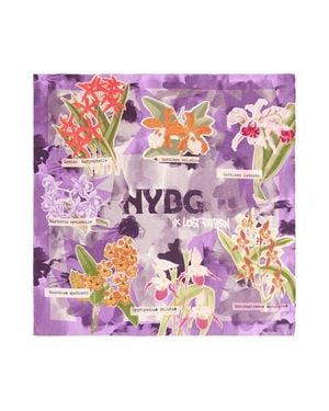 Lost Pattern X Nybg Orchid On The Block Silk Bandana Scarf - Purple