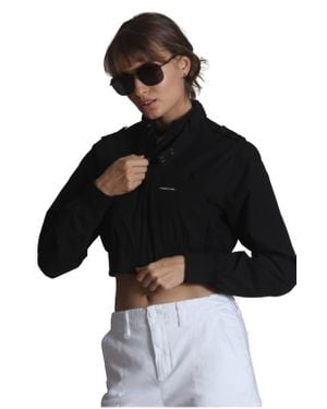 Members Only Mini Cropped Racer Jacket - Black